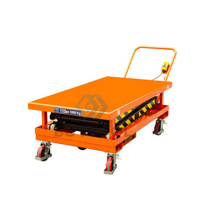 1000kg 2000mm Small Electric Scissor Lift Table Platform Orange