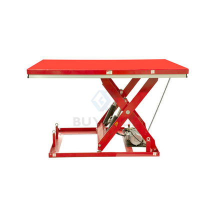 Red Electric Lift Tables 4000lbs 1000mm Stationary Hydraulic Scissor Lift