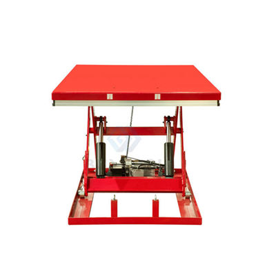Red Electric Lift Tables 4000lbs 1000mm Stationary Hydraulic Scissor Lift
