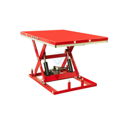 Red Electric Lift Tables 4000lbs 1000mm Stationary Hydraulic Scissor Lift