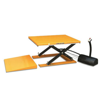 1000kg Ultra Low Profile Lift Table Cart Electric Yellow Pit Free