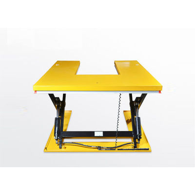 U Shaped Low Profile Scissor Lift Table Cart 1t  Pallet Hydraulic Stationary 1450x1140mm