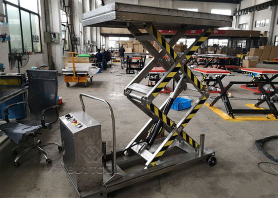 Electric Mobile Stainless Steel Pallet Lift Table With Rollers In Food Field 1220x610mm