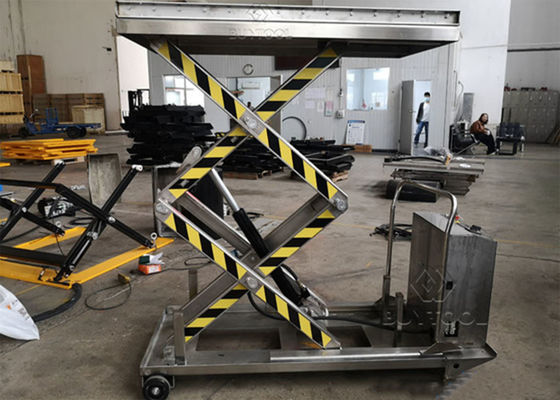 Electric Mobile Stainless Steel Pallet Lift Table With Rollers In Food Field 1220x610mm