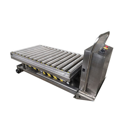 Electric Mobile Stainless Steel Pallet Lift Table With Rollers In Food Field 1220x610mm