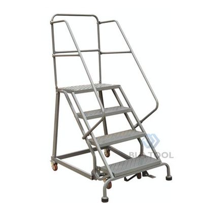 150kg 130 Kg  4 Step Industrial Step Ladder Steel Rolling Ladder For Building Construction 8 Feet 10 Feet
