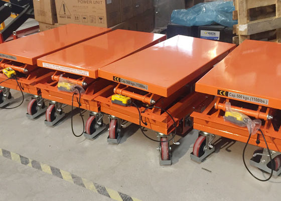 Industrial Mobile Scissor Lift Cart Double Scissor 12V DC