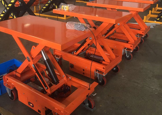 500kg 1102lbs Mobile Lift Tables Hydraulic Manual Mobile Single Scissor Lift Table Trolley