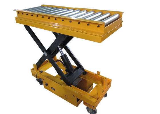 Pallet Roller Conveyor Scissor Lift Tables On Wheels 1100lbs Capacity 40"X20"