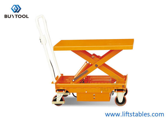 500kg 1102lbs Mobile Lift Tables Hydraulic Manual Mobile Single Scissor Lift Table Trolley