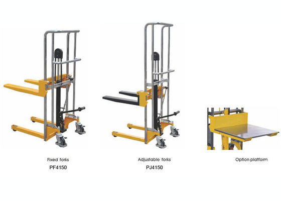 PJ4150 Hydraulic Manual Forklift Stacker 400kg 1000kg 1500kg Work Positioner Adjustable Fork Type
