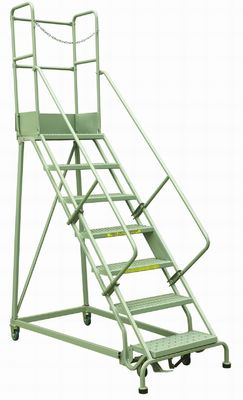 660lbs 7 Step Industrial Ladder With Platform Wheels Rolling Stock Picking Ladders For Warehouses