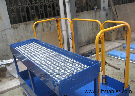 100 Lb Electric Stationary Lift Table 48x72 Pop-Up Ball Transfer Platform With Safety Rails