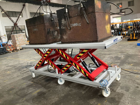 Heavy Duty Electric Mobile Scissor Lift Table With Wheels 4000kg Wireless Remote Control