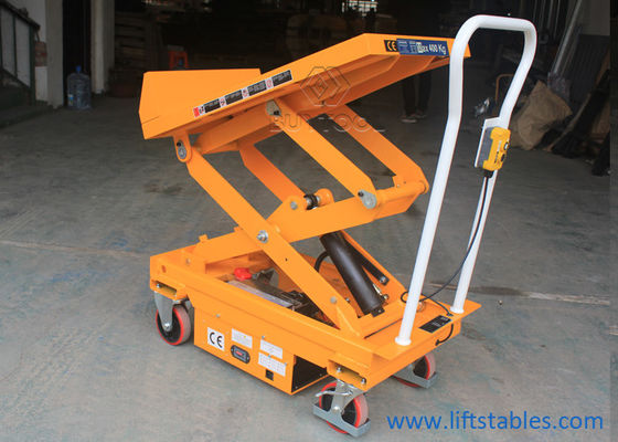 Alloy Steel Q345B 45 Degree Semi - Electric Mobile Scissor Lift Table With Tilt
