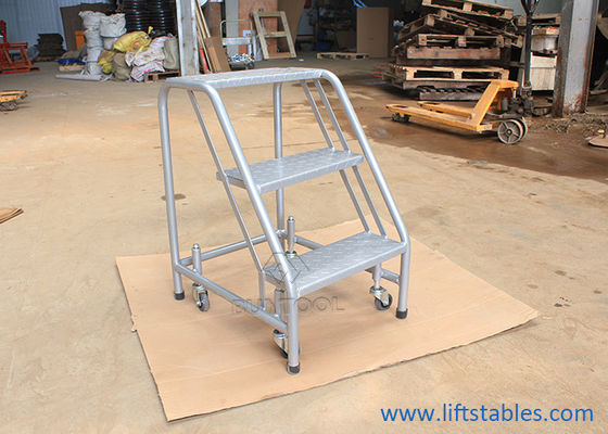 Position Movable Industrial Warehouse Platform Ladder With Wheels 2 Or 3 Steps