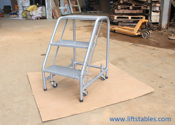 Position Movable Industrial Warehouse Platform Ladder With Wheels 2 Or 3 Steps