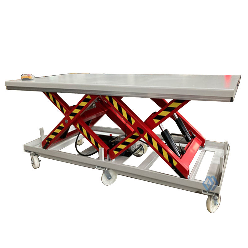 Heavy Duty Electric Mobile Scissor Lift Table With Wheels 4000kg Wireless Remote Control