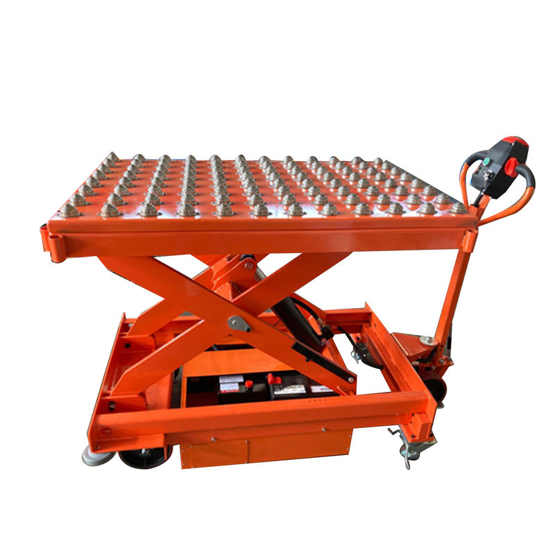 Scissor Automatic Braking Mobile Lift Tables 500kg With Integrated Pop Up Ball Transfer