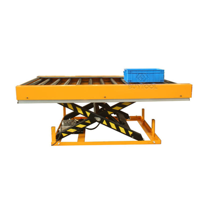 1 Ton  2 Tonne  Rubber Roller Top Hydraulic Scissor Lift Table Trolley Wood Transport