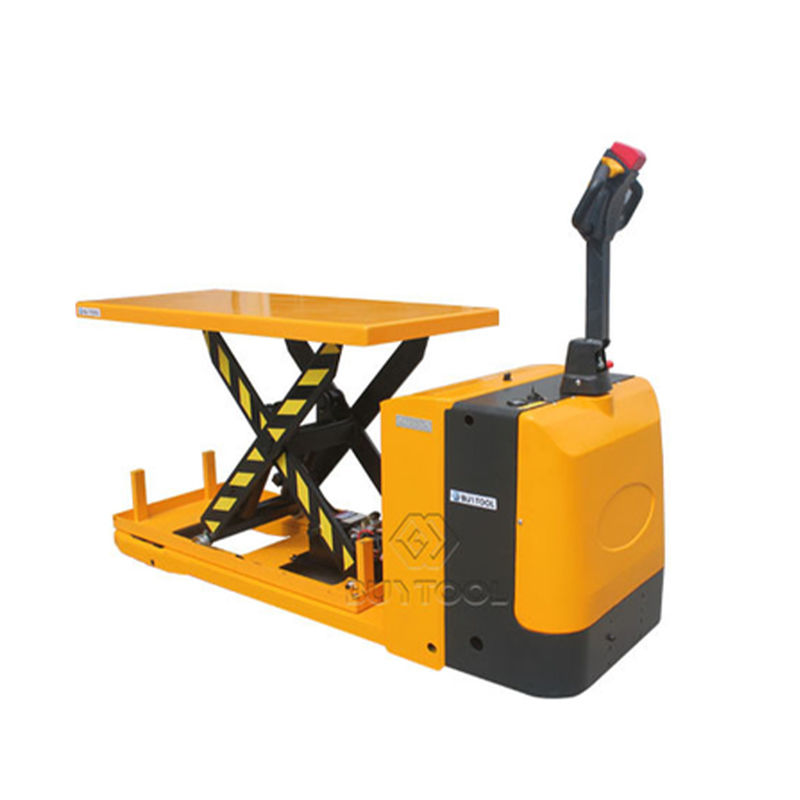 1 Ton Battery Operated High Lift Pallet Truck 2000kg 2500kg 1000mm With Platform Lift