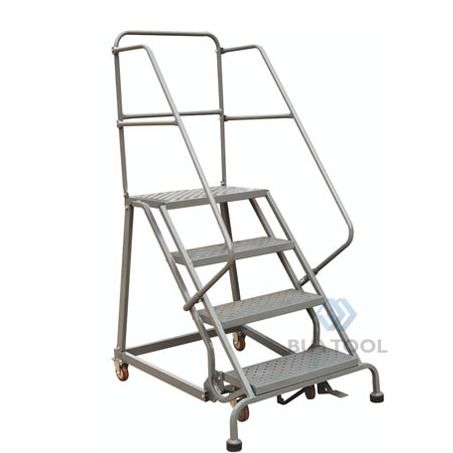 150kg 130 Kg  4 Step Industrial Step Ladder Steel Rolling Ladder For Building Construction 8 Feet 10 Feet