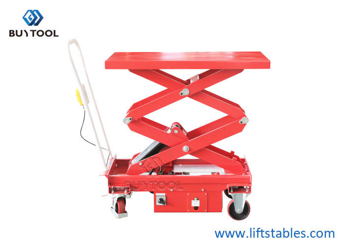 500kg Low Profile Mobile Lift Table Double Scissor Light Duty Small Electric Motor